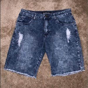 light wash ripped denim shorts
